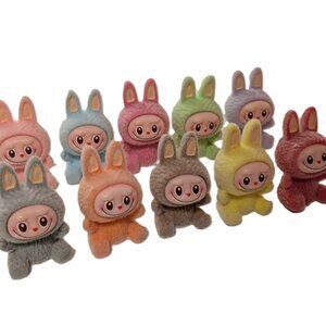 10-Piece Mini Bunny Figure Set | Sitting Style Cake Toppers Party Decor